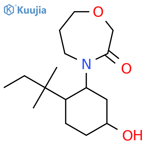 4-[5-Hydroxy-2-(2-methylbutan-2-yl)cyclohexyl]-1,4-oxazepan-3-one structure