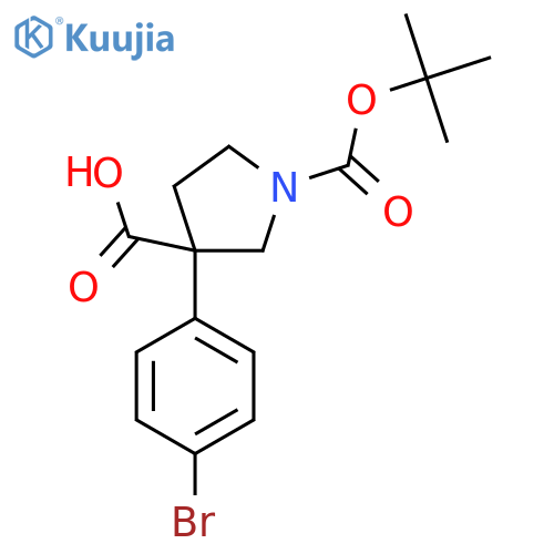 3-(4-bromophenyl)-1-(tert-butoxy)carbonylpyrrolidine-3-carboxylic acid structure