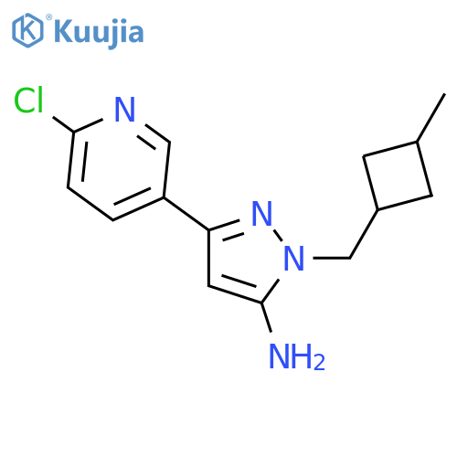 3-(6-chloropyridin-3-yl)-1-(3-methylcyclobutyl)methyl-1H-pyrazol-5-amine structure