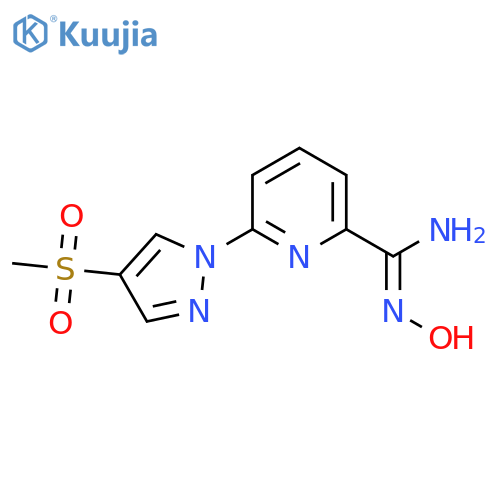 N'-hydroxy-6-(4-methanesulfonyl-1H-pyrazol-1-yl)pyridine-2-carboximidamide structure