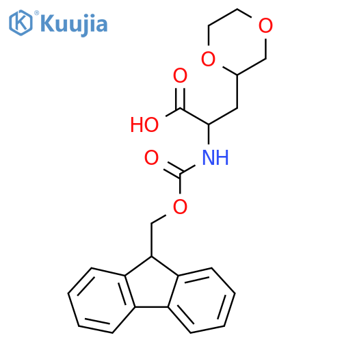 3-(1,4-dioxan-2-yl)-2-({(9H-fluoren-9-yl)methoxycarbonyl}amino)propanoic acid structure