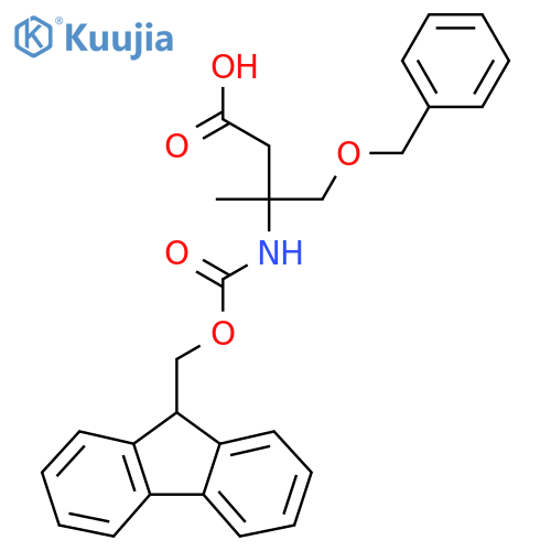 4-(benzyloxy)-3-({(9H-fluoren-9-yl)methoxycarbonyl}amino)-3-methylbutanoic acid structure