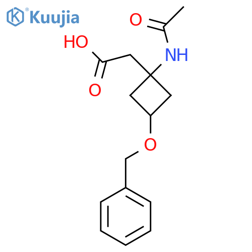 2-3-(benzyloxy)-1-acetamidocyclobutylacetic acid structure