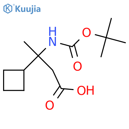 3-{(tert-butoxy)carbonylamino}-3-cyclobutylbutanoic acid structure