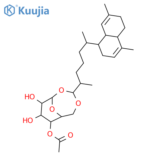β-D-Glucopyranose, 1,6-O-[(1S,2R,6R)-6-[(1S,4aS,8aR)-1,2,4a,5,6,8a-hexahydro-4,7-dimethyl-1-naphthalenyl]-2-methylheptylidene]-, 4-acetate (9CI) structure
