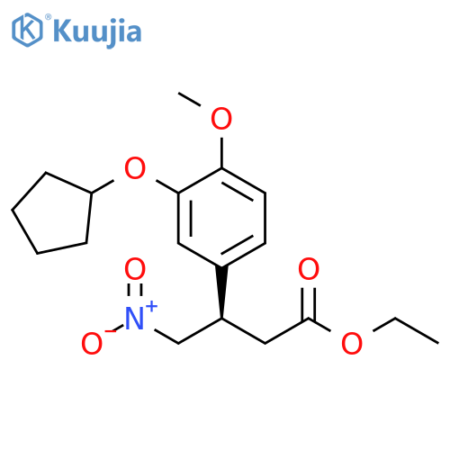 Ethyl (βR)-3-(cyclopentyloxy)-4-methoxy-β-(nitromethyl)benzenepropanoate structure