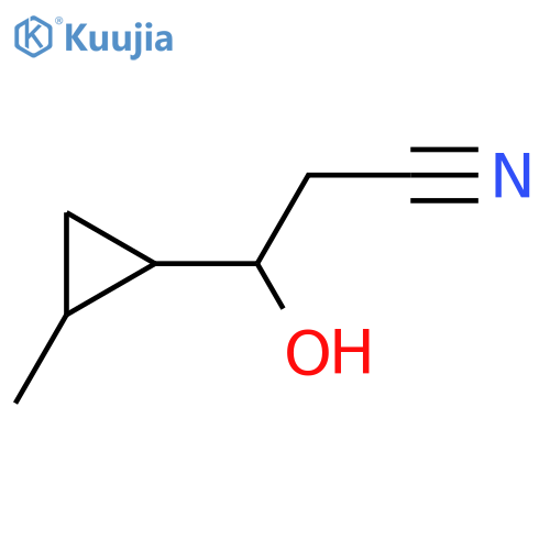 3-hydroxy-3-(2-methylcyclopropyl)propanenitrile structure