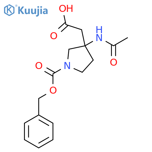 2-{1-(benzyloxy)carbonyl-3-acetamidopyrrolidin-3-yl}acetic acid structure