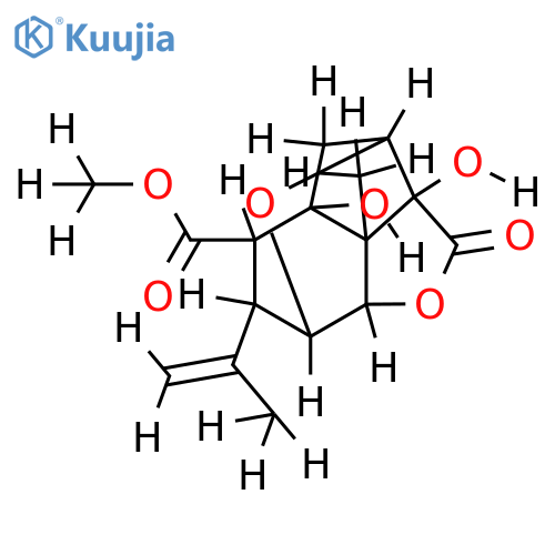 (2aS)-2a,4a-Dihydroxy-6c-isopropenyl-7b-methyl-2-oxo-(2ar,4ac,7ac,7bc)-decahydro-3t,7t-epoxido-indeno[7,1-bc]furan-5t-carbonsaeure-methylester structure