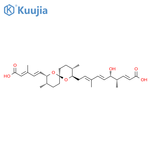 2,6,8-Decatrienoic acid,10-[(2R,3S,6R,8R,9S)-8-[(1E,3E)-4-carboxy-3-methyl-1,3-butadienyl]-3,9-dimethyl-1,7-dioxaspiro[5.5]undec-2-yl]-5-hydroxy-4,8-dimethyl-,(2E,4S,5S,6E,8E)- structure