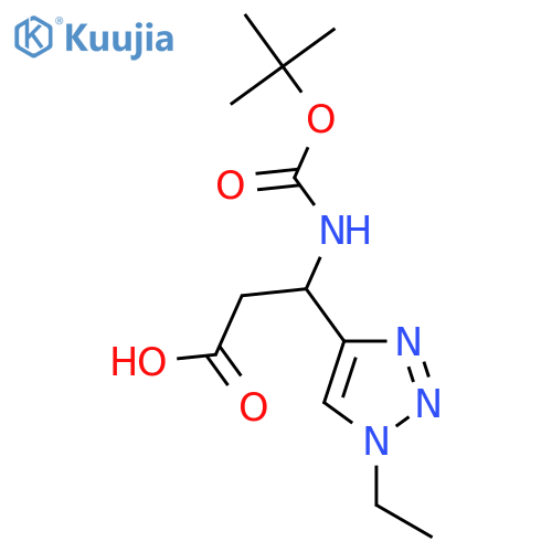 3-{(tert-butoxy)carbonylamino}-3-(1-ethyl-1H-1,2,3-triazol-4-yl)propanoic acid structure