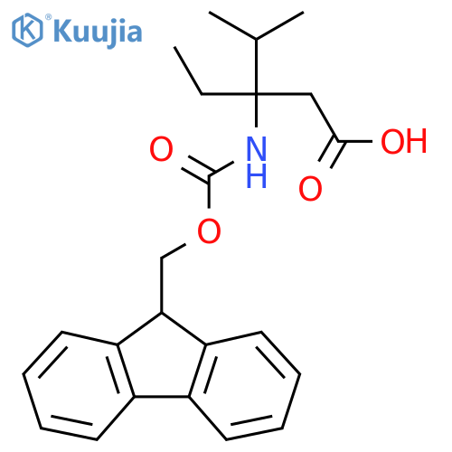 3-ethyl-3-({(9H-fluoren-9-yl)methoxycarbonyl}amino)-4-methylpentanoic acid structure