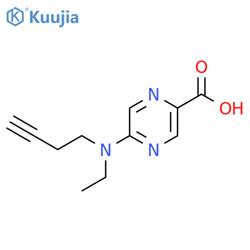 5-(but-3-yn-1-yl)(ethyl)aminopyrazine-2-carboxylic acid structure