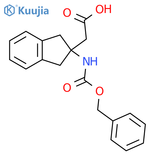 2-(2-{(benzyloxy)carbonylamino}-2,3-dihydro-1H-inden-2-yl)acetic acid structure