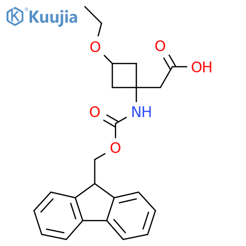 2-3-ethoxy-1-({(9H-fluoren-9-yl)methoxycarbonyl}amino)cyclobutylacetic acid structure