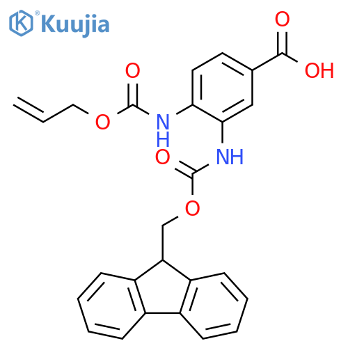 3-({[(9H-fluoren-9-yl)methoxy]carbonyl}amino)-4-{[(prop-2-en-1-yloxy)carbonyl]amino}benzoic acid structure