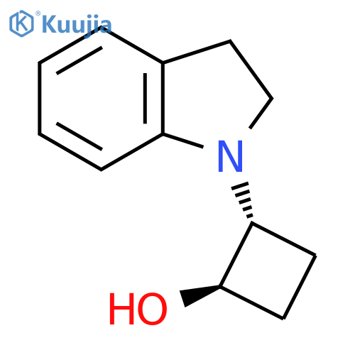 trans-2-(2,3-Dihydro-1H-indol-1-yl)cyclobutan-1-ol structure