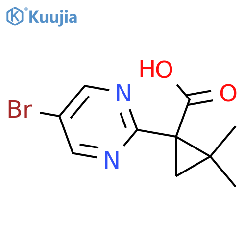 1-(5-bromopyrimidin-2-yl)-2,2-dimethylcyclopropane-1-carboxylic acid structure
