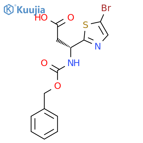 (3R)-3-{(benzyloxy)carbonylamino}-3-(5-bromo-1,3-thiazol-2-yl)propanoic acid structure
