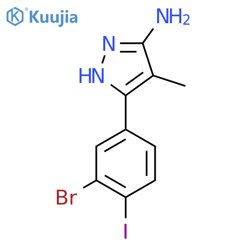 3-(3-bromo-4-iodophenyl)-4-methyl-1H-pyrazol-5-amine structure