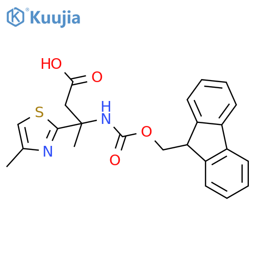 3-({(9H-fluoren-9-yl)methoxycarbonyl}amino)-3-(4-methyl-1,3-thiazol-2-yl)butanoic acid structure