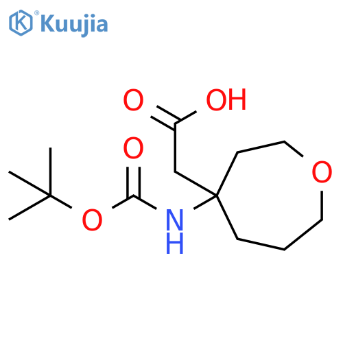 2-(4-{(tert-butoxy)carbonylamino}oxepan-4-yl)acetic acid structure