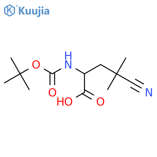 2-{(tert-butoxy)carbonylamino}-4-cyano-4,4-dimethylbutanoic acid structure
