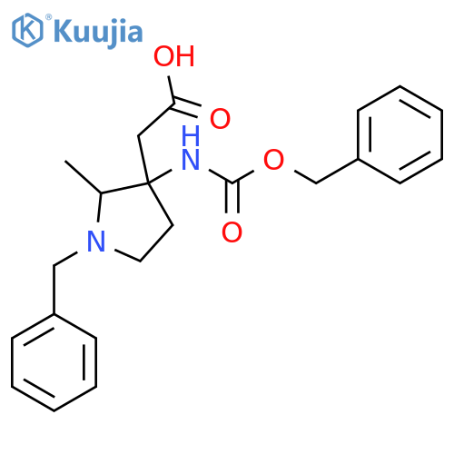 2-(1-benzyl-3-{(benzyloxy)carbonylamino}-2-methylpyrrolidin-3-yl)acetic acid structure