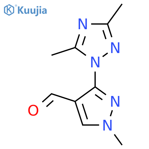 3-(dimethyl-1H-1,2,4-triazol-1-yl)-1-methyl-1H-pyrazole-4-carbaldehyde structure