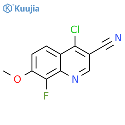 4-chloro-8-fluoro-7-methoxy-quinoline-3-carbonitrile structure