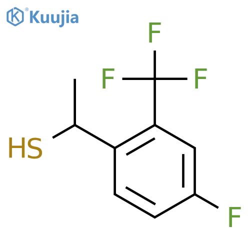 1-4-fluoro-2-(trifluoromethyl)phenylethane-1-thiol structure