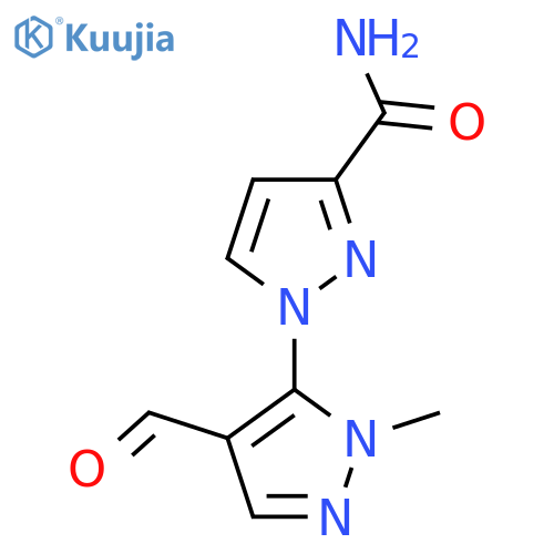 1-(4-formyl-1-methyl-1H-pyrazol-5-yl)-1H-pyrazole-3-carboxamide structure