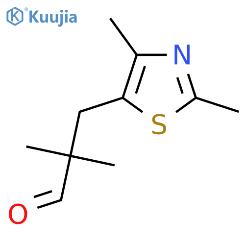 3-(dimethyl-1,3-thiazol-5-yl)-2,2-dimethylpropanal structure