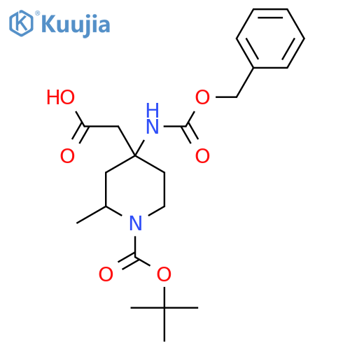 2-(4-{(benzyloxy)carbonylamino}-1-(tert-butoxy)carbonyl-2-methylpiperidin-4-yl)acetic acid structure
