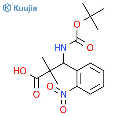 3-{(tert-butoxy)carbonylamino}-2,2-dimethyl-3-(2-nitrophenyl)propanoic acid structure