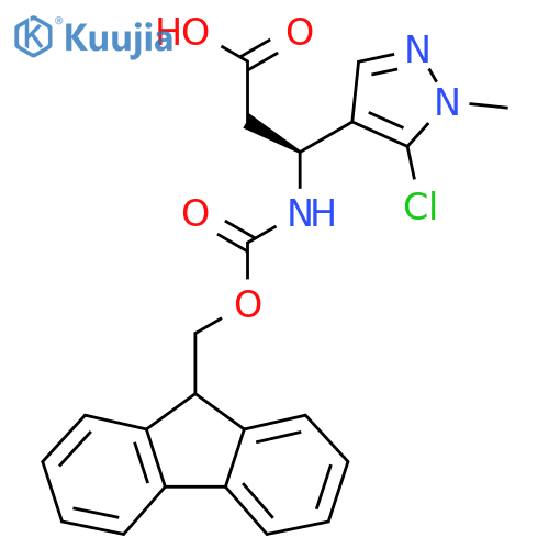 (3S)-3-(5-chloro-1-methyl-1H-pyrazol-4-yl)-3-({(9H-fluoren-9-yl)methoxycarbonyl}amino)propanoic acid structure