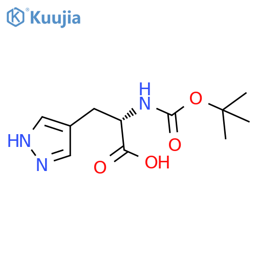 (2S)-2-{(tert-butoxy)carbonylamino}-3-(1H-pyrazol-4-yl)propanoic acid structure
