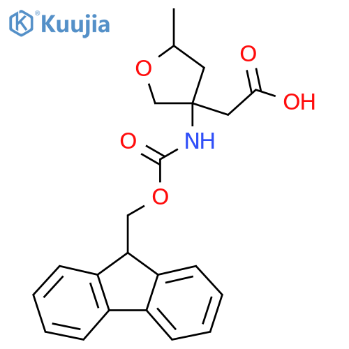 2-3-({(9H-fluoren-9-yl)methoxycarbonyl}amino)-5-methyloxolan-3-ylacetic acid structure