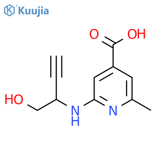 2-(1-hydroxybut-3-yn-2-yl)amino-6-methylpyridine-4-carboxylic acid structure