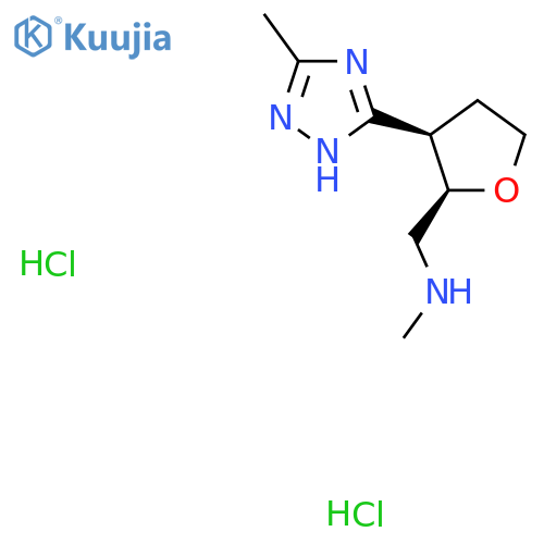 rac-methyl({(2R,3R)-3-(3-methyl-1H-1,2,4-triazol-5-yl)oxolan-2-ylmethyl})amine dihydrochloride structure