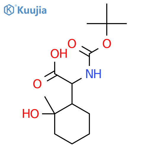 2-{(tert-butoxy)carbonylamino}-2-(2-hydroxy-2-methylcyclohexyl)acetic acid structure