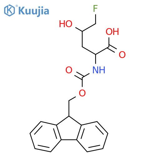 2-({(9H-fluoren-9-yl)methoxycarbonyl}amino)-5-fluoro-4-hydroxypentanoic acid structure