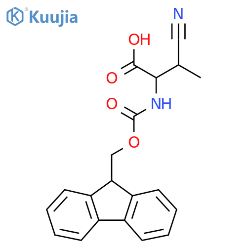 3-cyano-2-({(9H-fluoren-9-yl)methoxycarbonyl}amino)-3-methylpropanoic acid structure