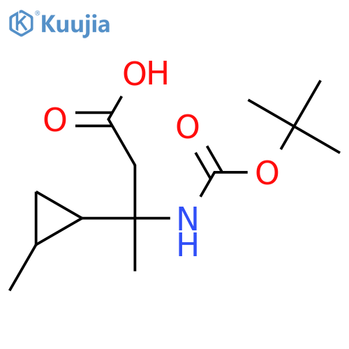 3-{(tert-butoxy)carbonylamino}-3-(2-methylcyclopropyl)butanoic acid structure