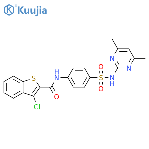 3-chloro-N-{4-(4,6-dimethylpyrimidin-2-yl)sulfamoylphenyl}-1-benzothiophene-2-carboxamide structure