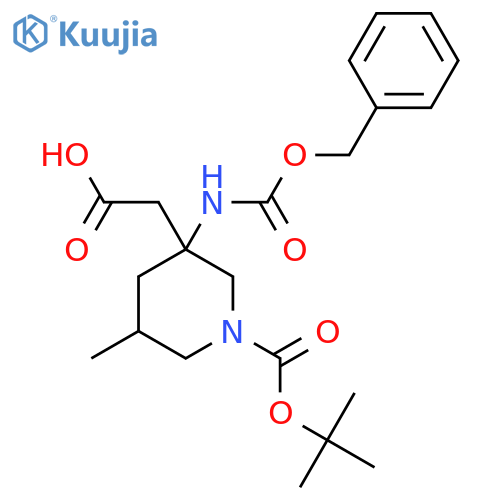 2-(3-{(benzyloxy)carbonylamino}-1-(tert-butoxy)carbonyl-5-methylpiperidin-3-yl)acetic acid structure
