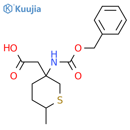 2-(3-{(benzyloxy)carbonylamino}-6-methylthian-3-yl)acetic acid structure