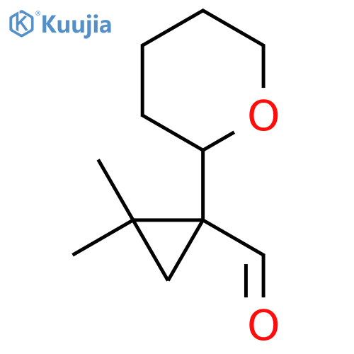 2,2-dimethyl-1-(oxan-2-yl)cyclopropane-1-carbaldehyde structure