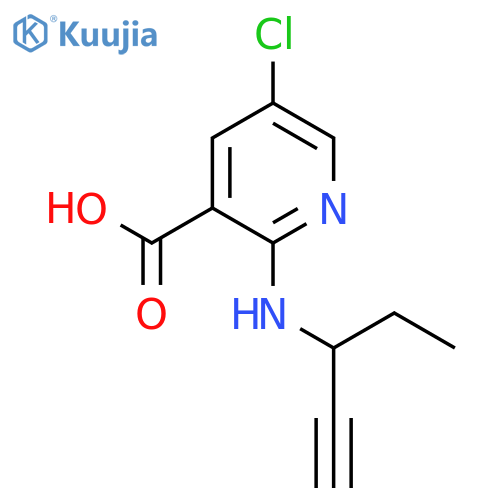 5-chloro-2-(pent-1-yn-3-yl)aminopyridine-3-carboxylic acid structure