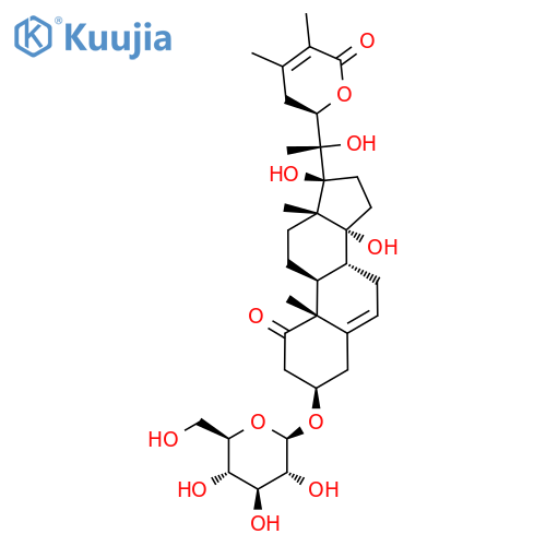 Ergosta-5,24-dien-26-oic acid, 3-(β-D-glucopyranosyloxy)-14,17,20,22-tetrahydroxy-1-oxo-, δ-lactone, (3β,17α,22R)- structure